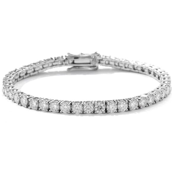 GRA Certified 5.8ct Moissanite Tennis Bracelet 3mm Sterling Silver - Picture 4 of 6